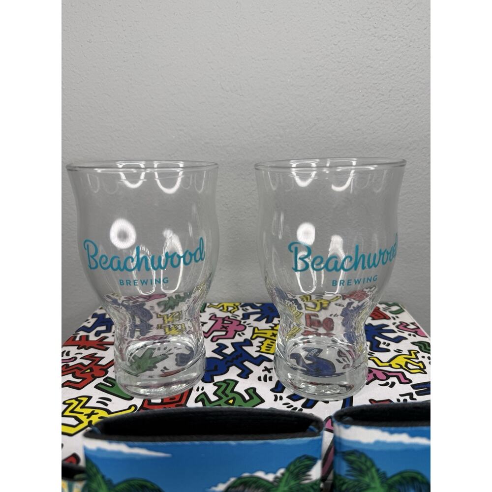 Beachwood Brewing California Series Curvy Beer Glass Set Koozie Stickers USA - Picture 8 of 10